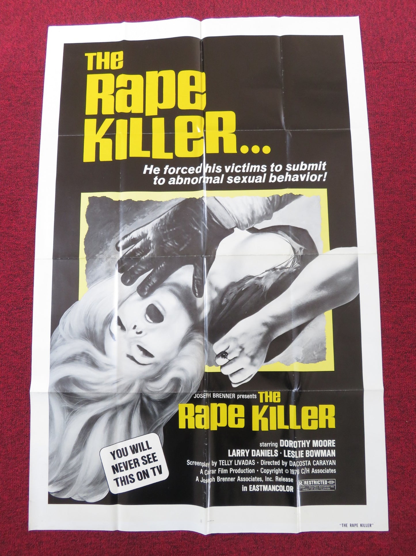 THE RAPE KILLER FOLDED US ONE SHEET POSTER DOROTHY MOORE LARRY DANIELS 1976