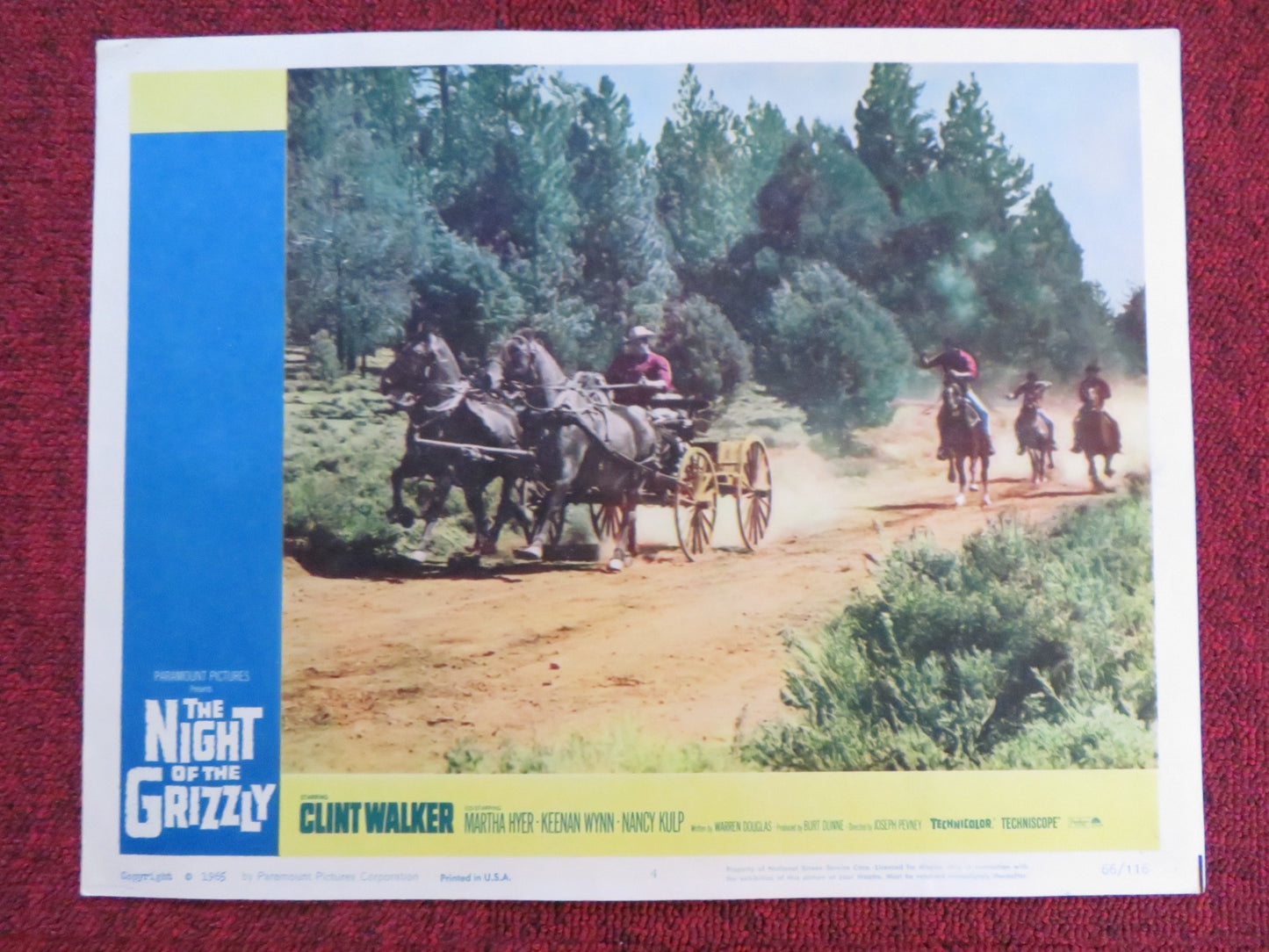 THE NIGHT OF THE GRIZZLY US LOBBY CARD FULL SET CLINT WALKER MARTHA HYER 1966