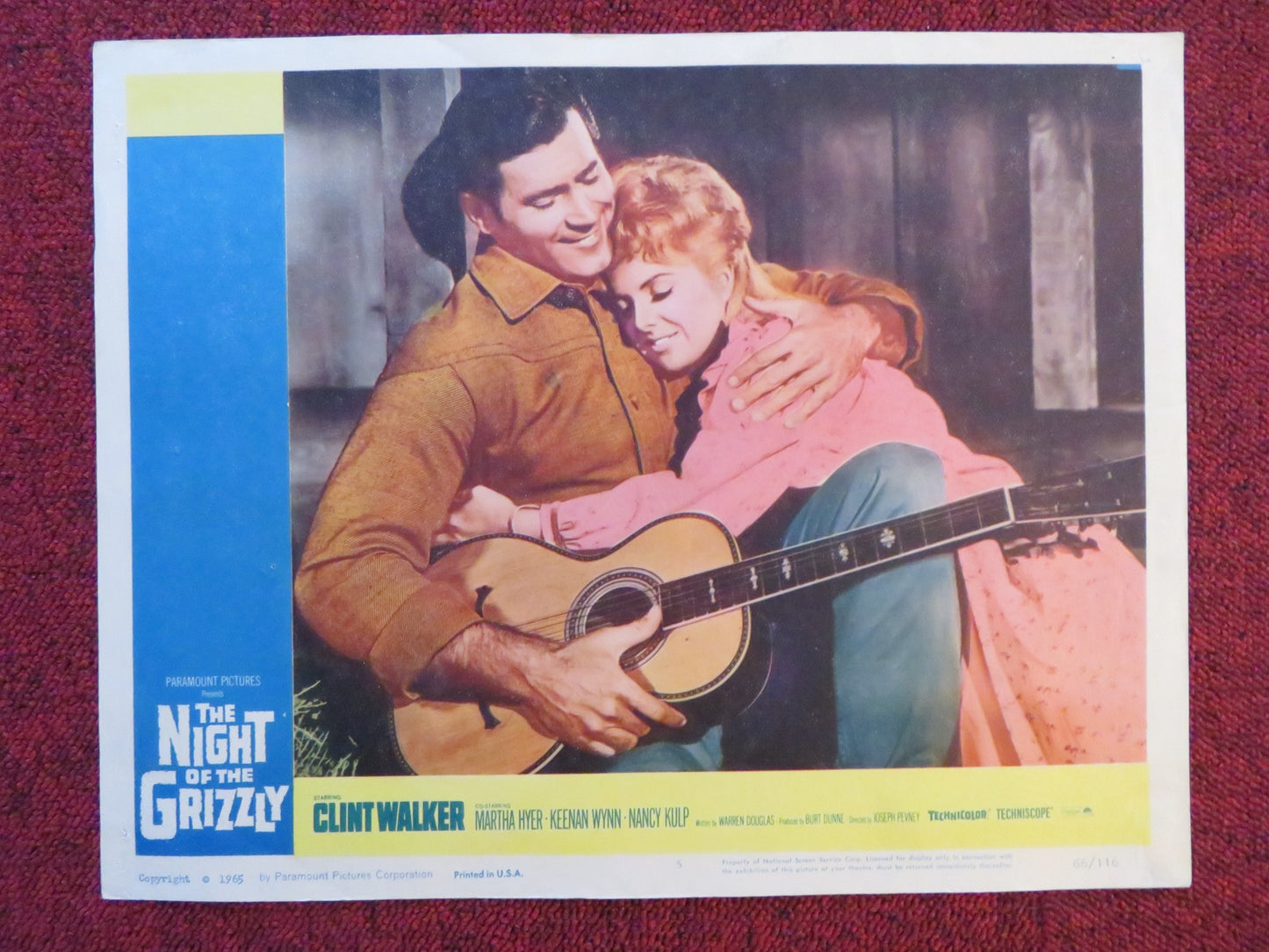 THE NIGHT OF THE GRIZZLY US LOBBY CARD FULL SET CLINT WALKER MARTHA HYER 1966