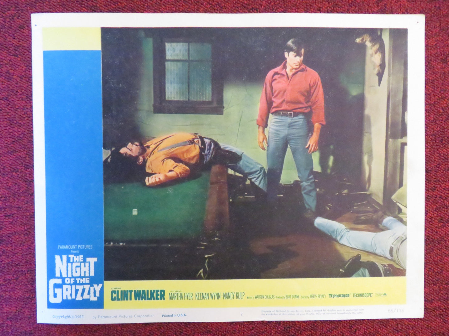 THE NIGHT OF THE GRIZZLY US LOBBY CARD FULL SET CLINT WALKER MARTHA HYER 1966