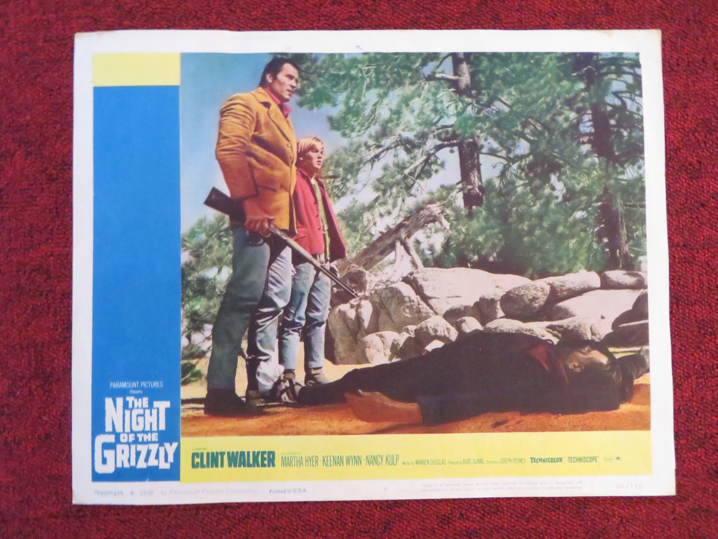 THE NIGHT OF THE GRIZZLY US LOBBY CARD FULL SET CLINT WALKER MARTHA HYER 1966