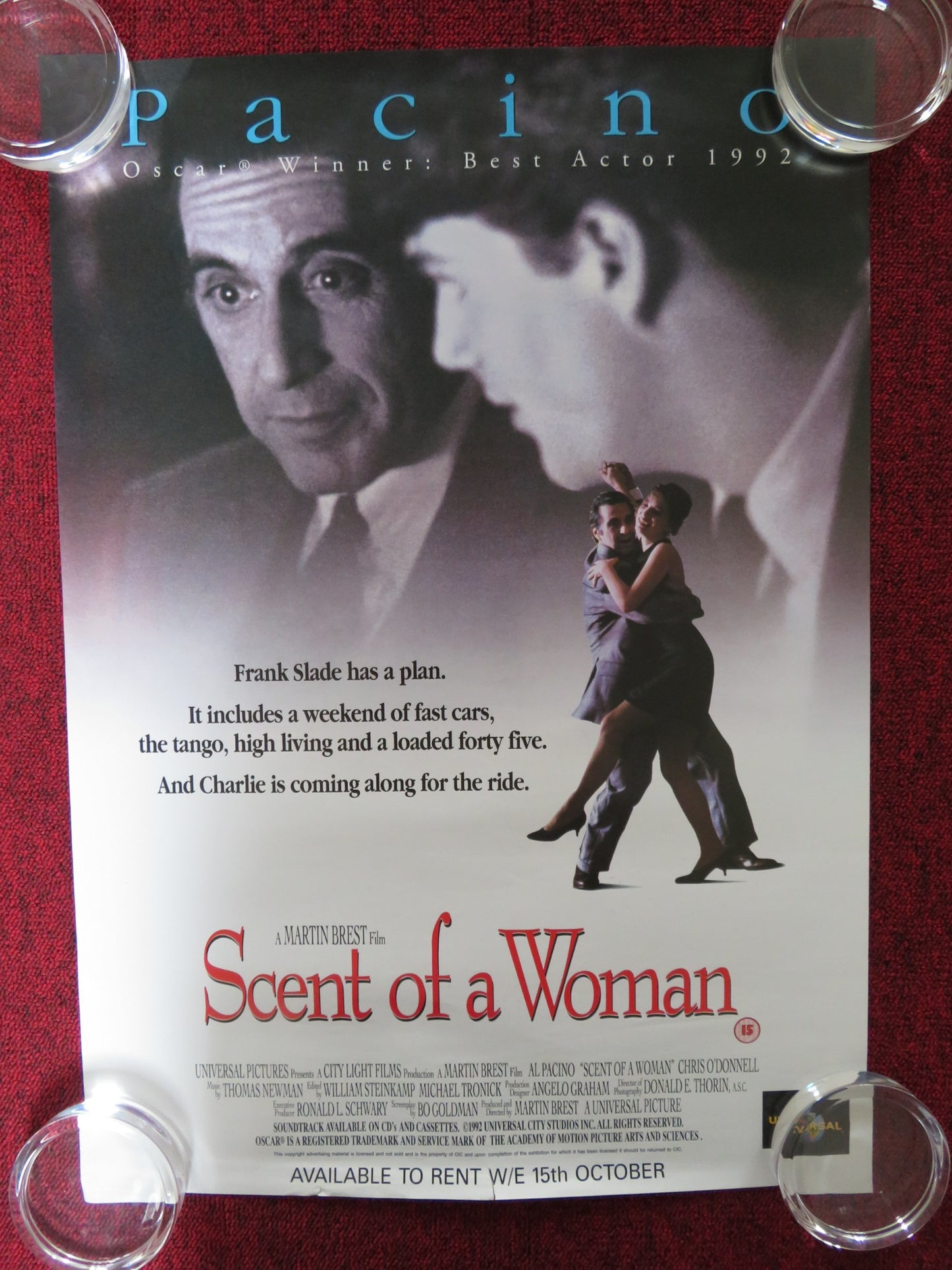 SCENT OF A WOMAN VHS VIDEO POSTER AL PACINO CHRIS O'DONNELL 1992
