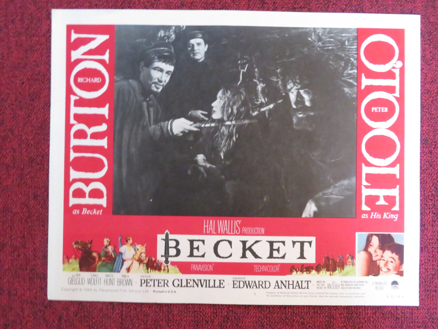 BECKET US LOBBY CARD FULL SET RICHARD BURTON PETEER O'TOOLE 1964