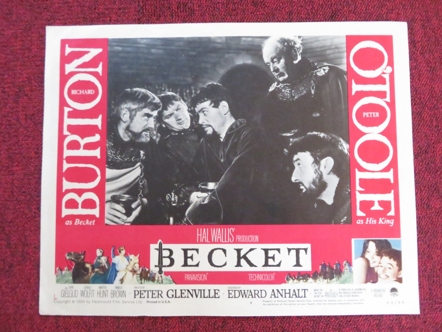 BECKET US LOBBY CARD FULL SET RICHARD BURTON PETEER O'TOOLE 1964