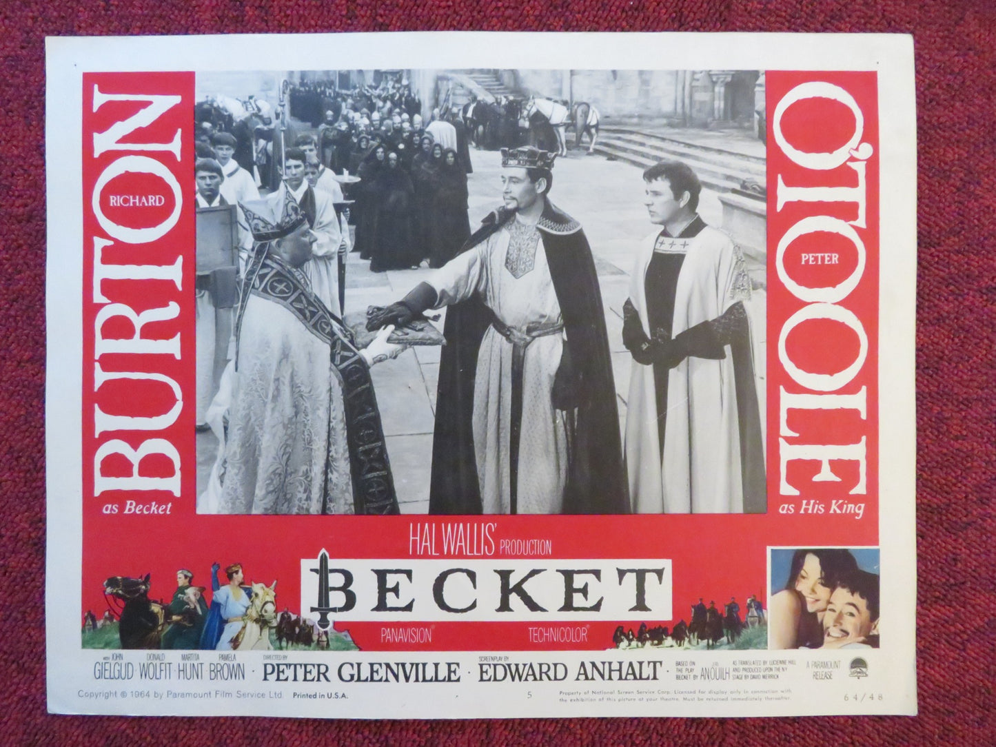 BECKET US LOBBY CARD FULL SET RICHARD BURTON PETEER O'TOOLE 1964