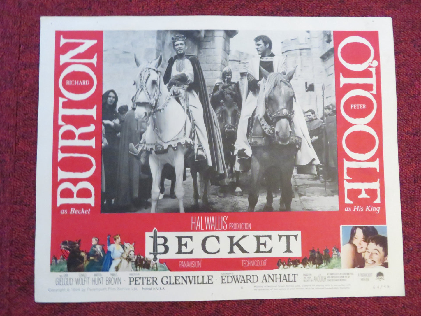 BECKET US LOBBY CARD FULL SET RICHARD BURTON PETEER O'TOOLE 1964