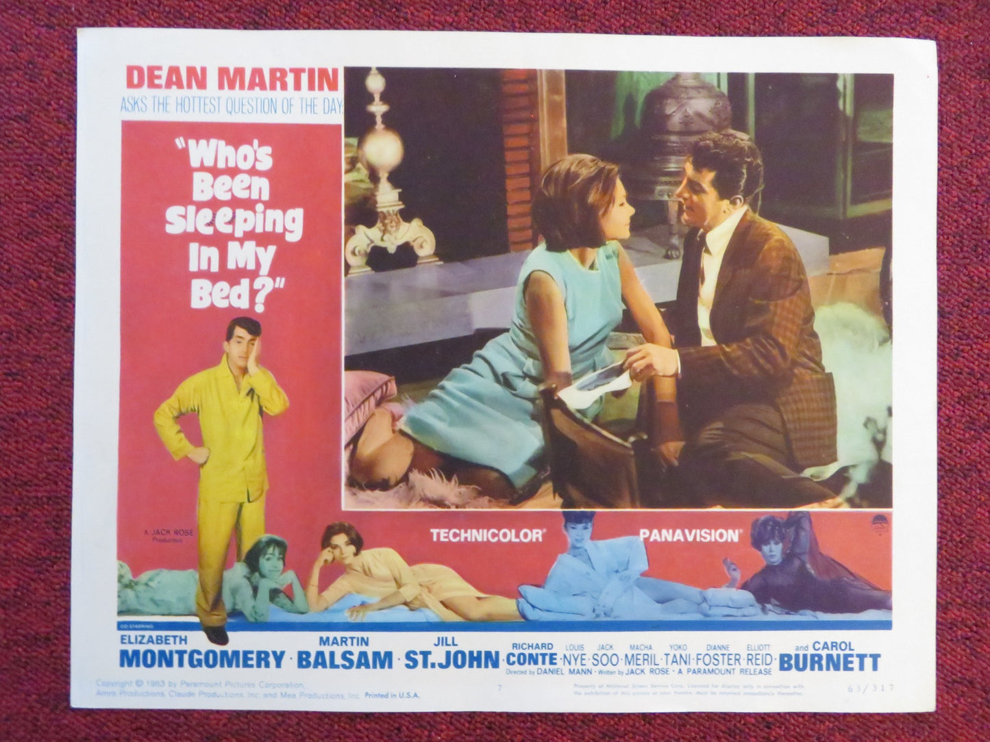 WHO'S BEEN SLEEPING IN MY BED? US LOBBY CARD FULL SET DEAN MARTIN ELIZABETH 1963