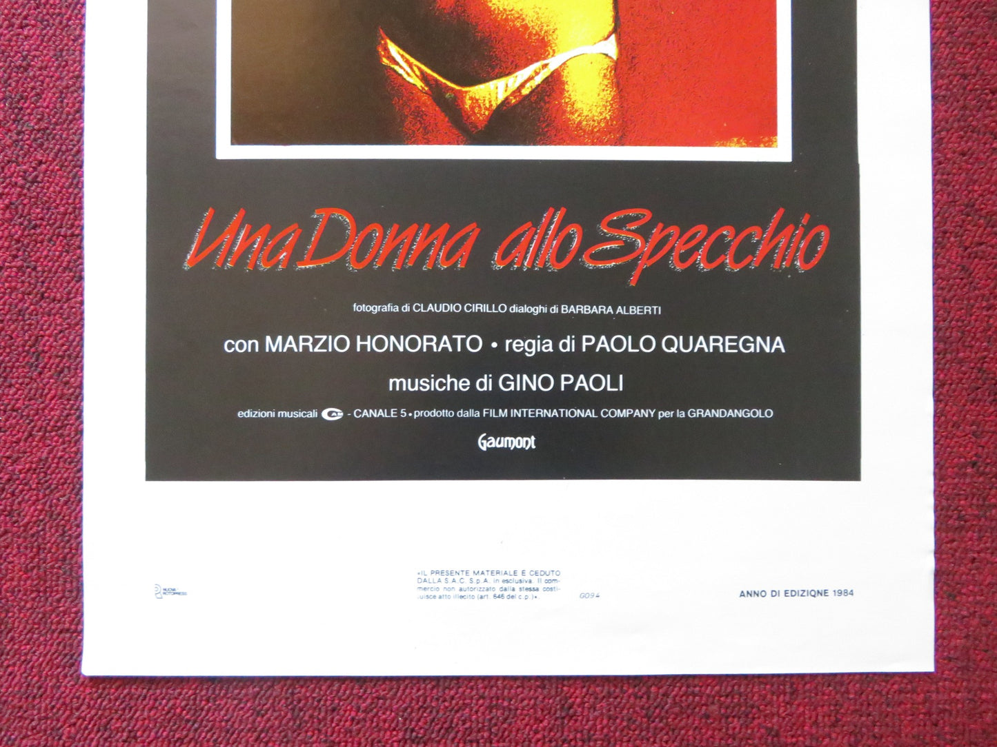 UNA DONNA ALLO SPECCHIO ITALIAN LOCANDINA POSTER STEFANIA SANDRELLI 1984