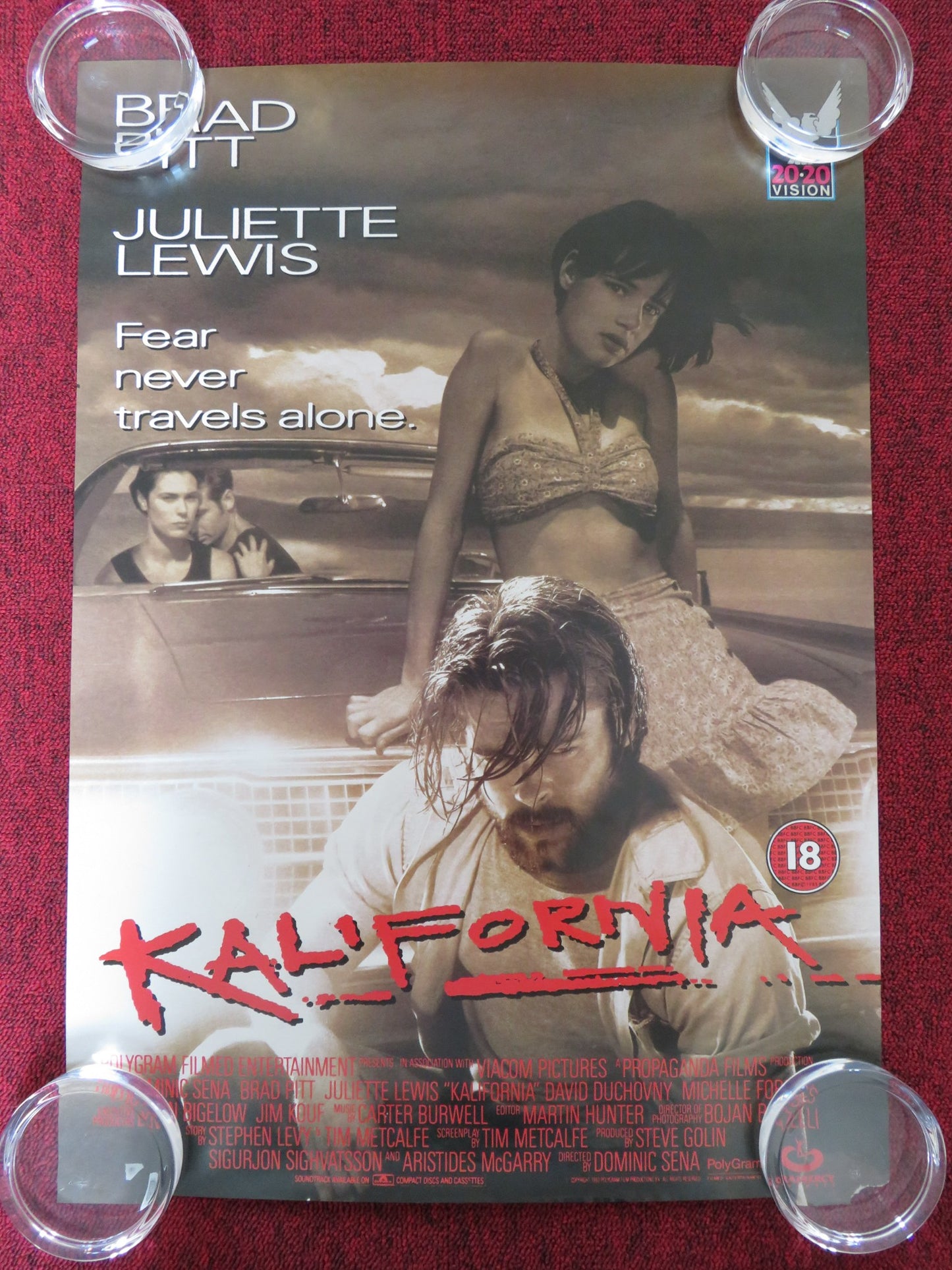 KALIFORNIA VHS VIDEO POSTER BRAD PITT JULIETTE LEWIS 1993