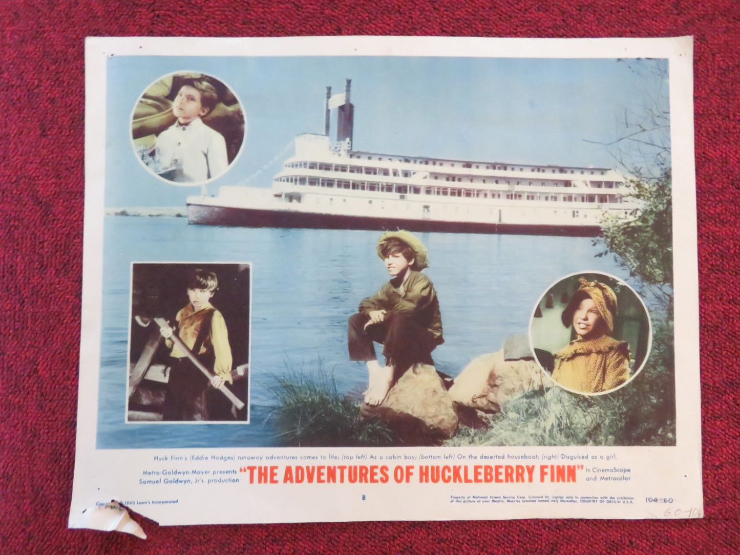 THE ADVENTURES OF HUCKLEBERRY FINN US LOBBY CARD FULL SET TONY RANDALL 1960