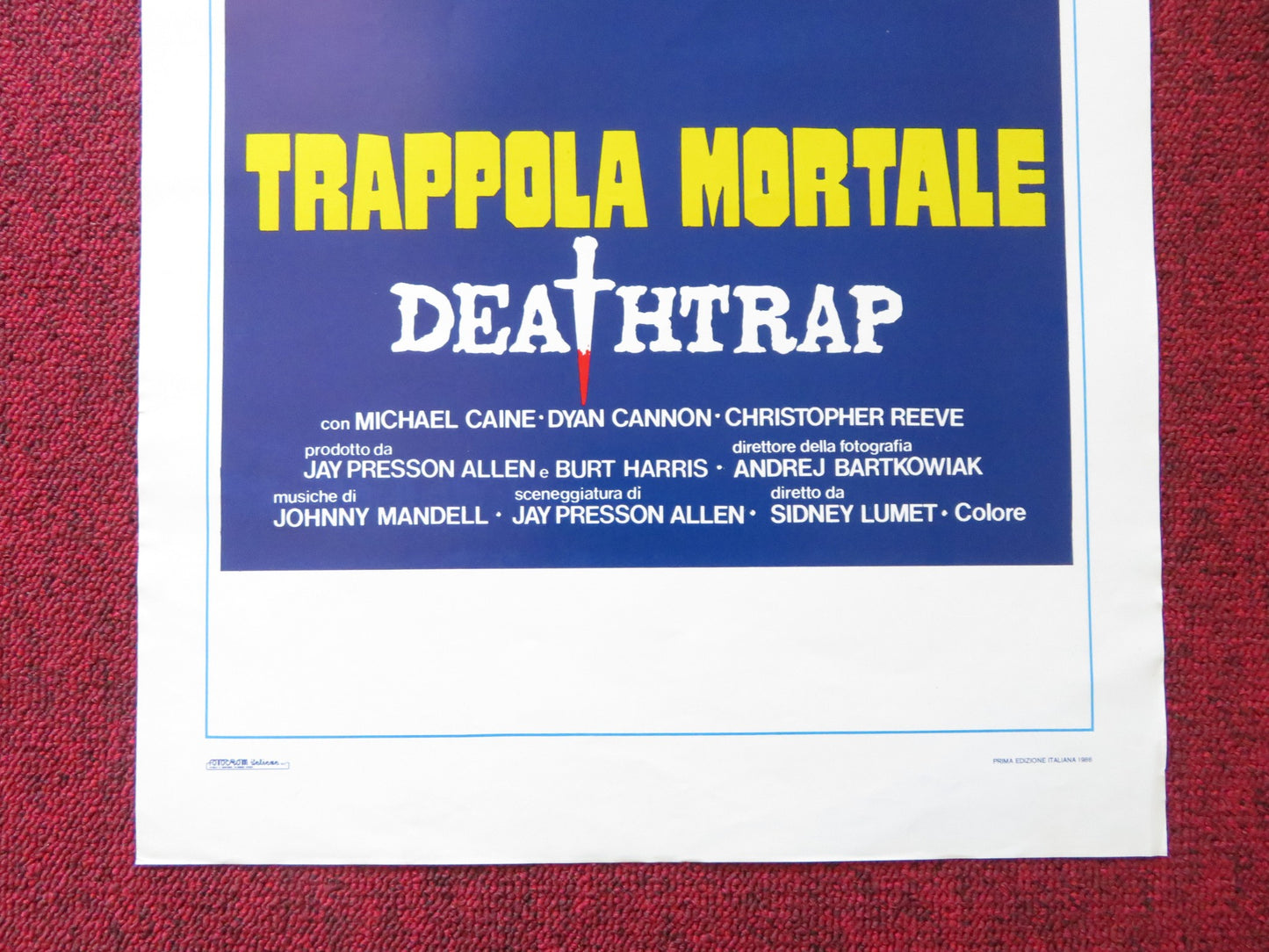 DEATHTRAP ITALIAN LOCANDINA POSTER MICHAEL CAINE CHRISTOPHER REEVE 1982