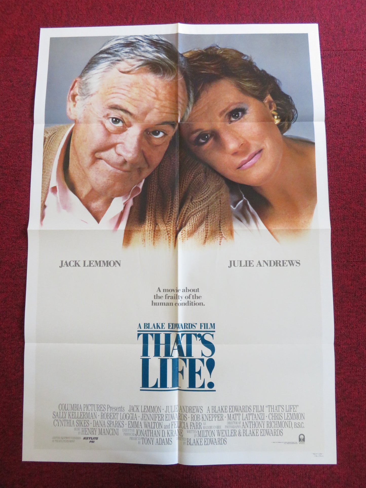 THAT'S LIFE FOLDED US ONE SHEET POSTER JACK LEMMON JULIE ANDREWS 1986