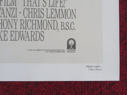 THAT'S LIFE FOLDED US ONE SHEET POSTER JACK LEMMON JULIE ANDREWS 1986