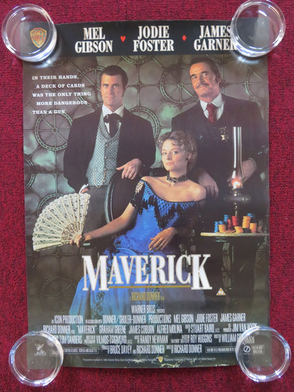 MAVERICK VHS VIDEO POSTER MEL GIBSON JODIE FOSTER JAMES GARNER 1993