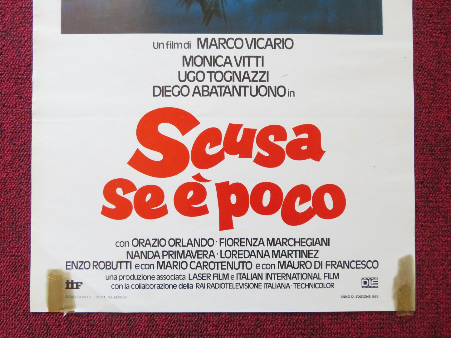 SCUSA SE E'POCO ITALIAN LOCANDINA POSTER MONICA VITTI UGO TOGNAZZI 1982