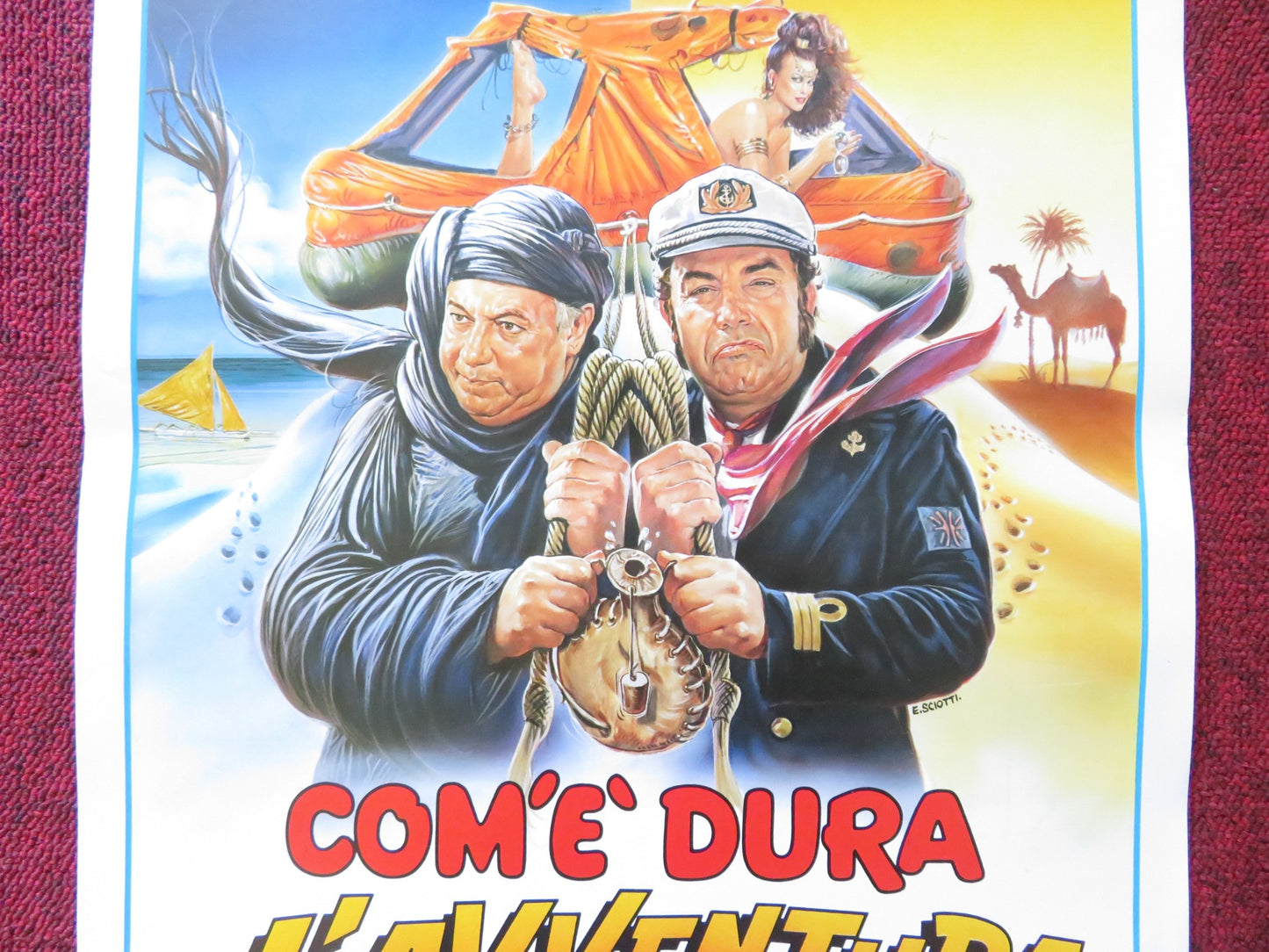 COM'E' DURA L'AVVENTURA ITALIAN LOCANDINA POSTER PAOLO VILLAGGIO LINO BANFI 1987