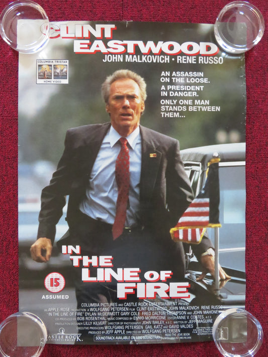 IN THE LINE OF FIRE VHS VIDEO POSTER CLINT EASTWOOD JOHN MALKOVICH 1993