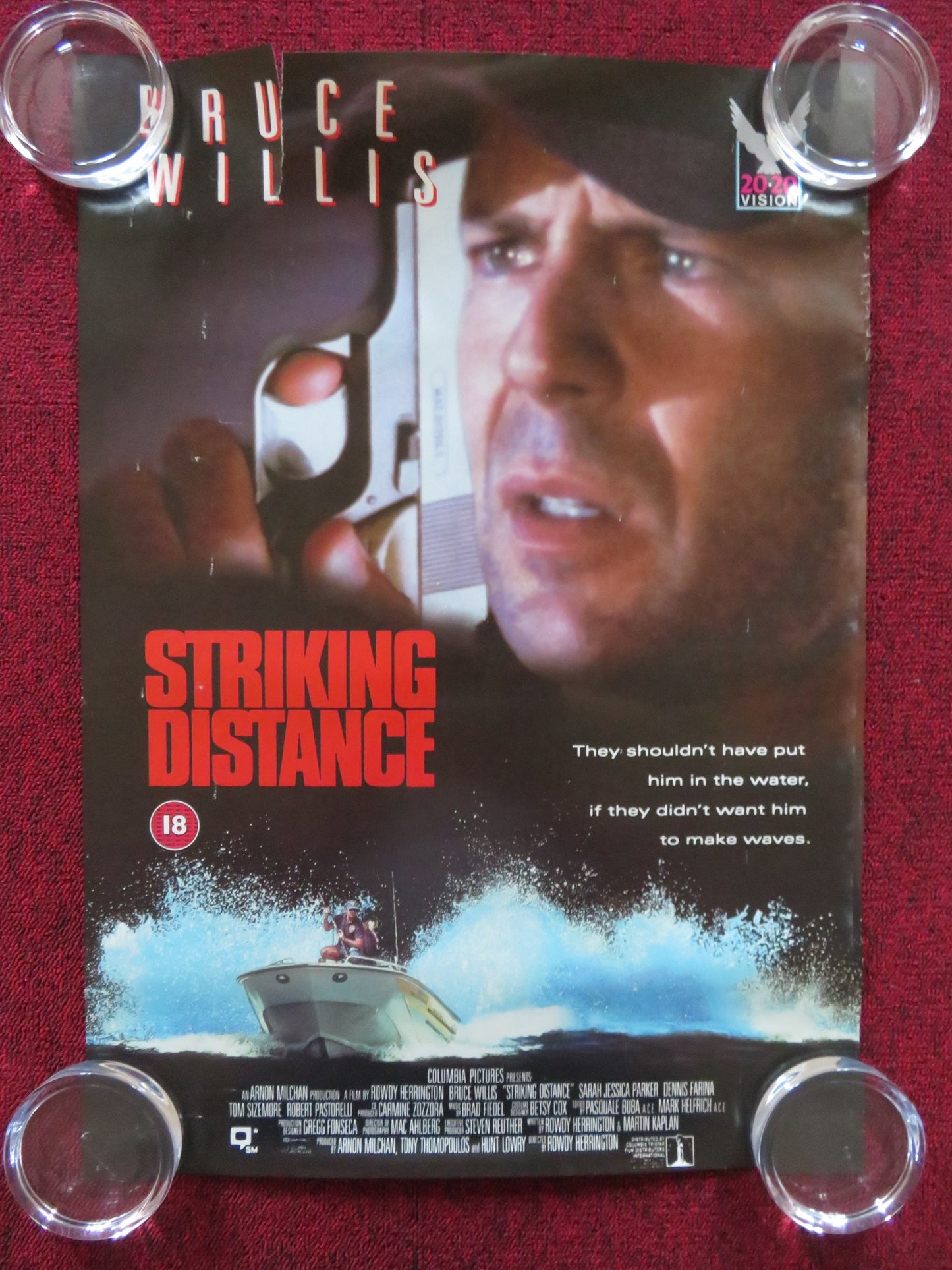 STRIKING DISTANCE VHS VIDEO POSTER BRUCE WILLIS 1993