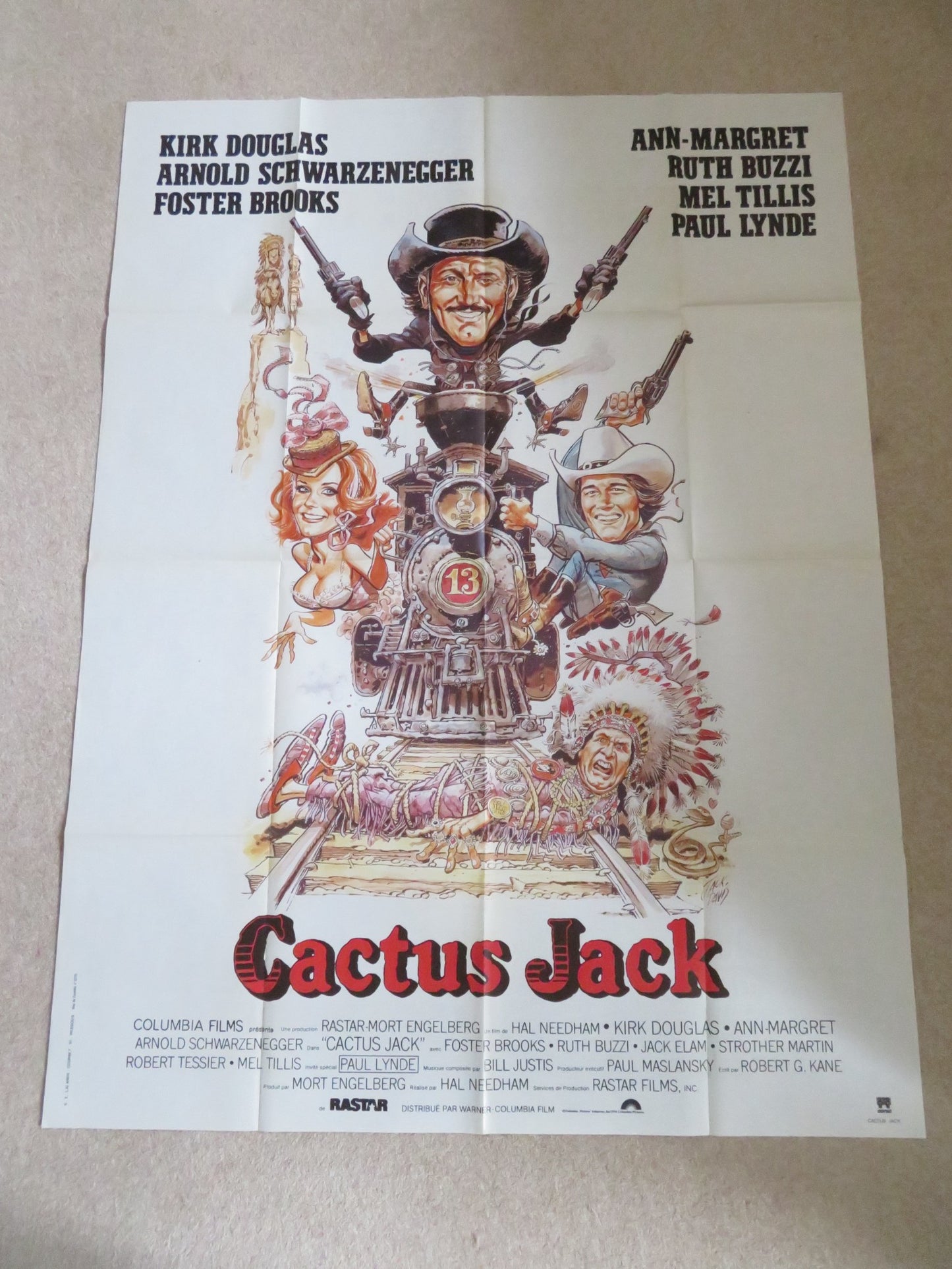 CACTUS JACK / THE VILLAIN FRENCH GRANDE POSTER KIRK DOUGLAS SCHWARZENEGGER 1979