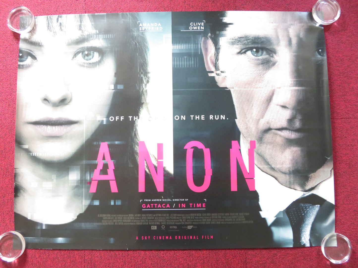 ANON UK QUAD (30"x 40") ROLLED POSTER CLIVE OWEN AFIYA BENNETT 2018