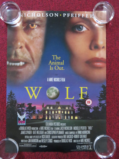 WOLF - 2 SIDED VHS VIDEO POSTER JACK NICHOLSON PFEIFFER 1994