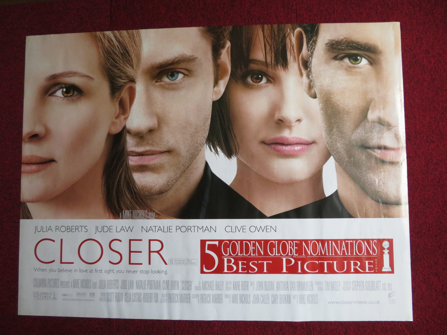 CLOSER UK QUAD (30"x 40") ROLLED POSTER JULIA ROBERTS JUDE LAW 2004