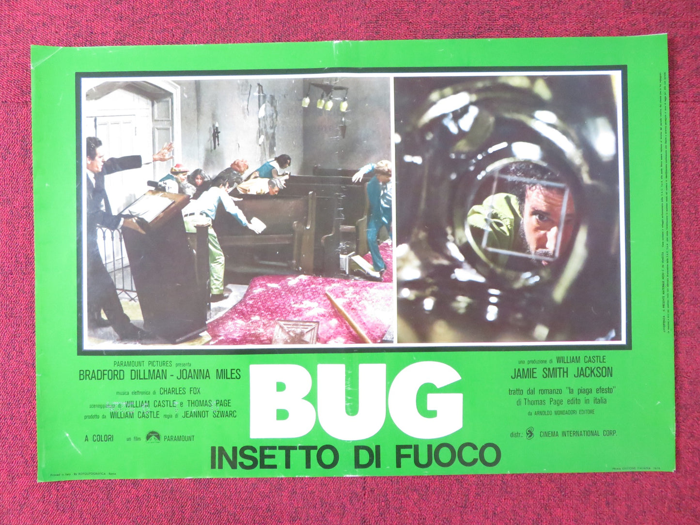 BUG - A ITALIAN FOTOBUSTA POSTER BRADFORD DILLMAN JOANNA MILES 1975