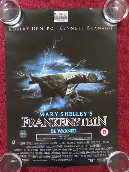 MARY SHELLEY'S FRANKENSTEIN- 2 SIDED VHS VIDEO POSTER ROBERT DE NIRO 1994