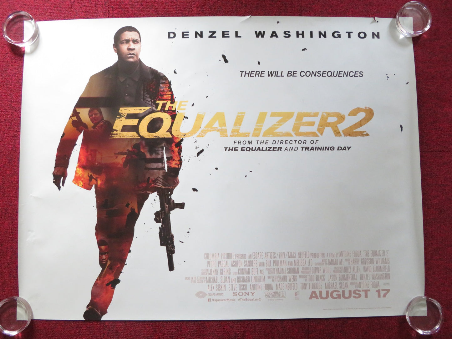 THE EQUALIZER 2 UK QUAD (30"x 40") ROLLED POSTER DENZEL WASHINGTON 2018