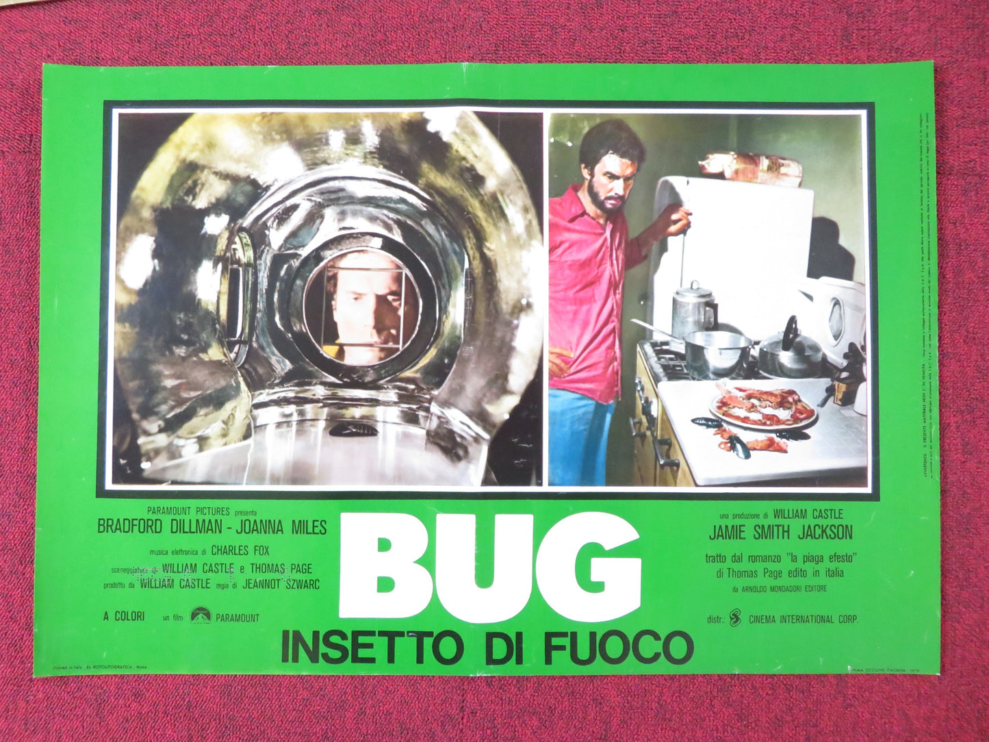 BUG - D ITALIAN FOTOBUSTA POSTER BRADFORD DILLMAN JOANNA MILES 1975