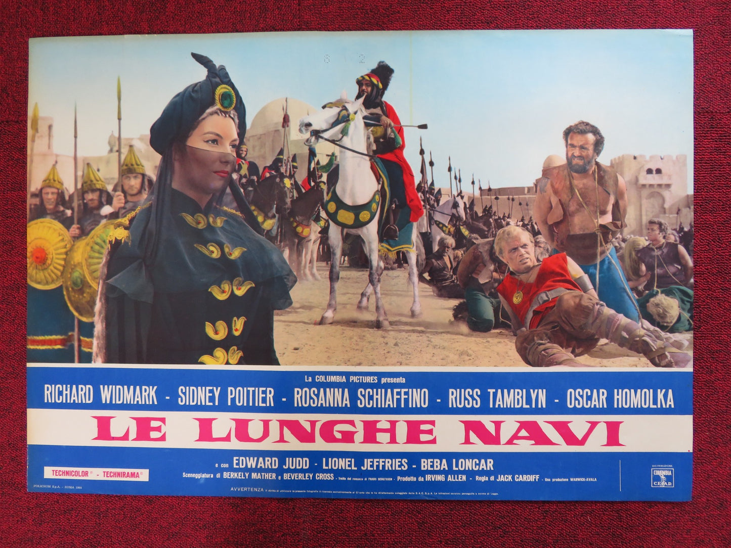 THE LONG SHIPS ITALIAN FOTOBUSTA POSTER SIDNEY POITIER RICHARD WIDMARK 1964