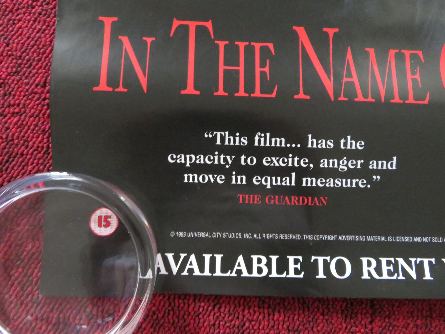 IN THE NAME OF THE FATHER VHS VIDEO POSTER DANIEL DAY-LEWIS EMMA THOMPSON 1993