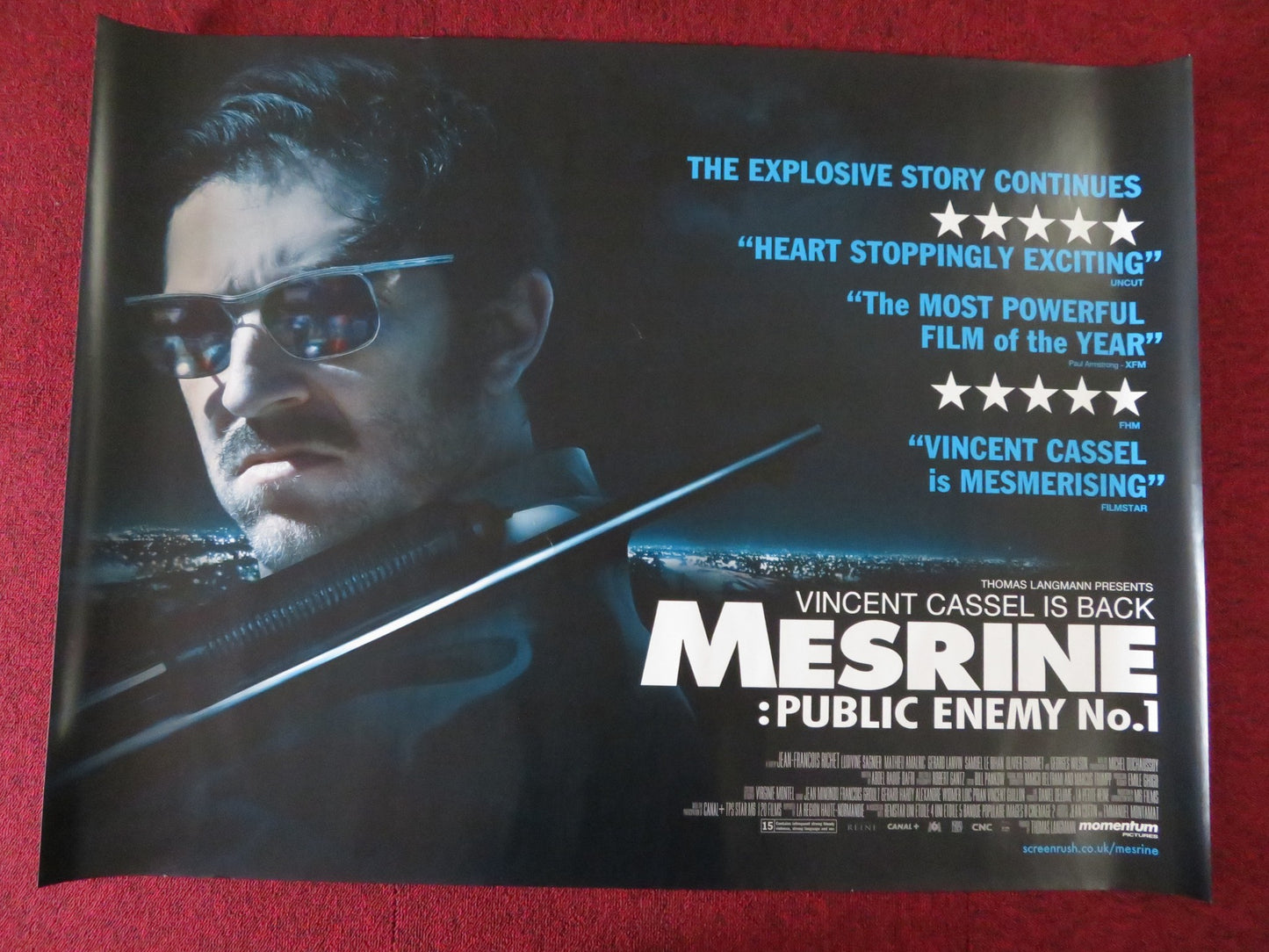 MESRINE: PUBLIC ENEMY NO.1  UK QUAD (30"x 40") ROLLED POSTER VINCENT CASSEL 2008