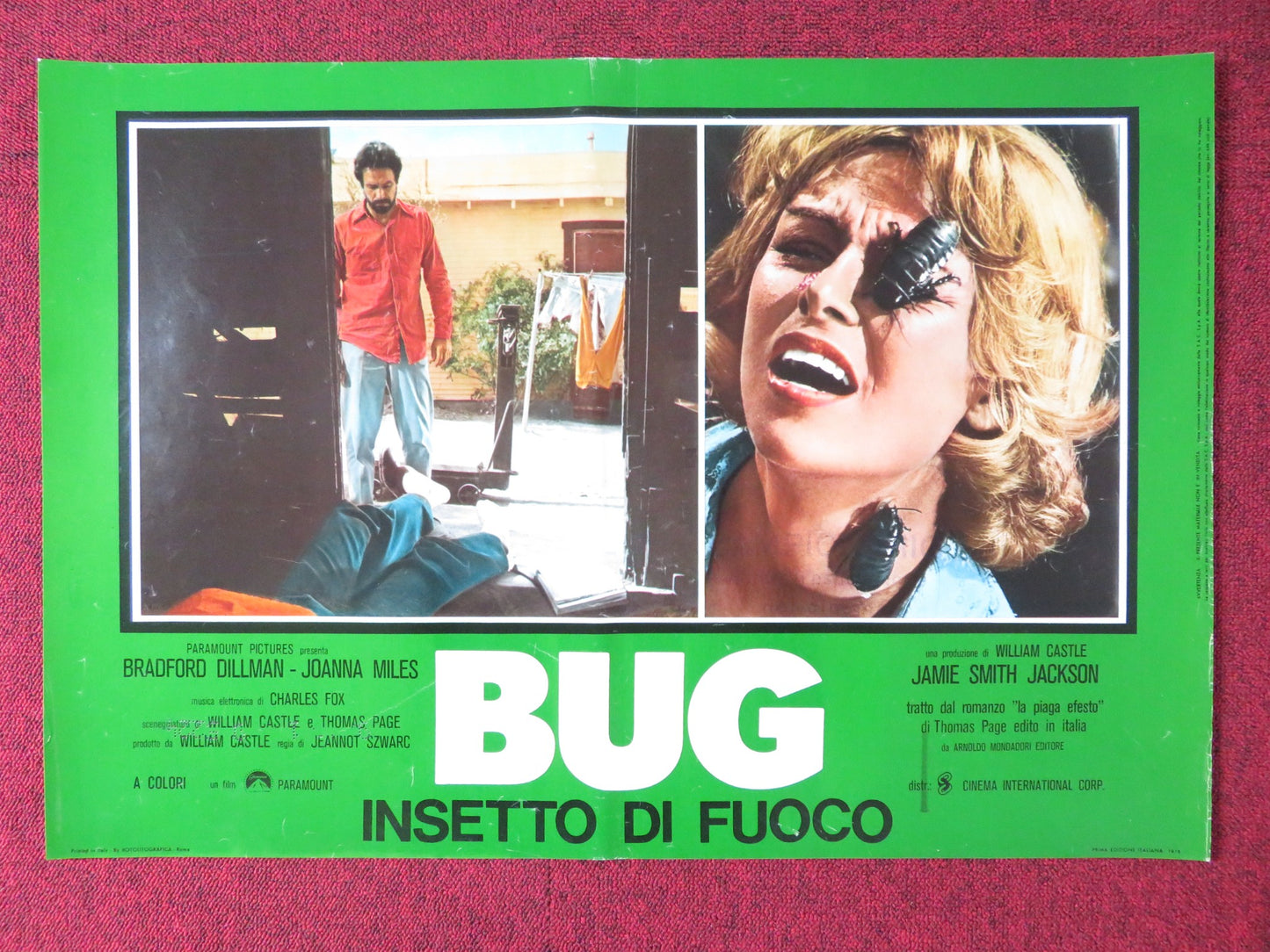 BUG - H ITALIAN FOTOBUSTA POSTER BRADFORD DILLMAN JOANNA MILES 1975