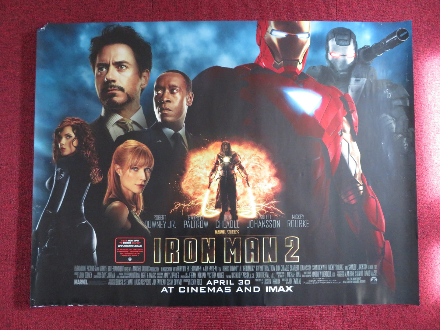 IRON MAN 2 UK QUAD (30"x 40") ROLLED POSTER ROBERT DOWNEY JR. G PALTROW 2010