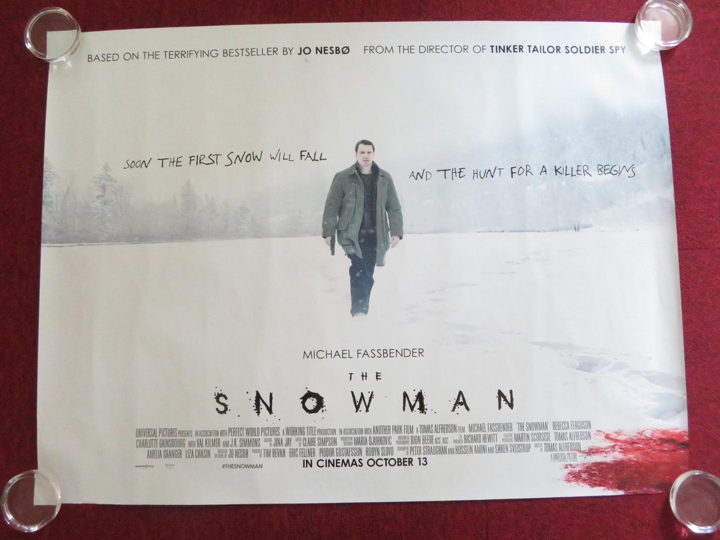 THE SNOWMAN UK QUAD (30"x 40") ROLLED POSTER MICHAEL FASSBENDER R. FERGUSON 2017