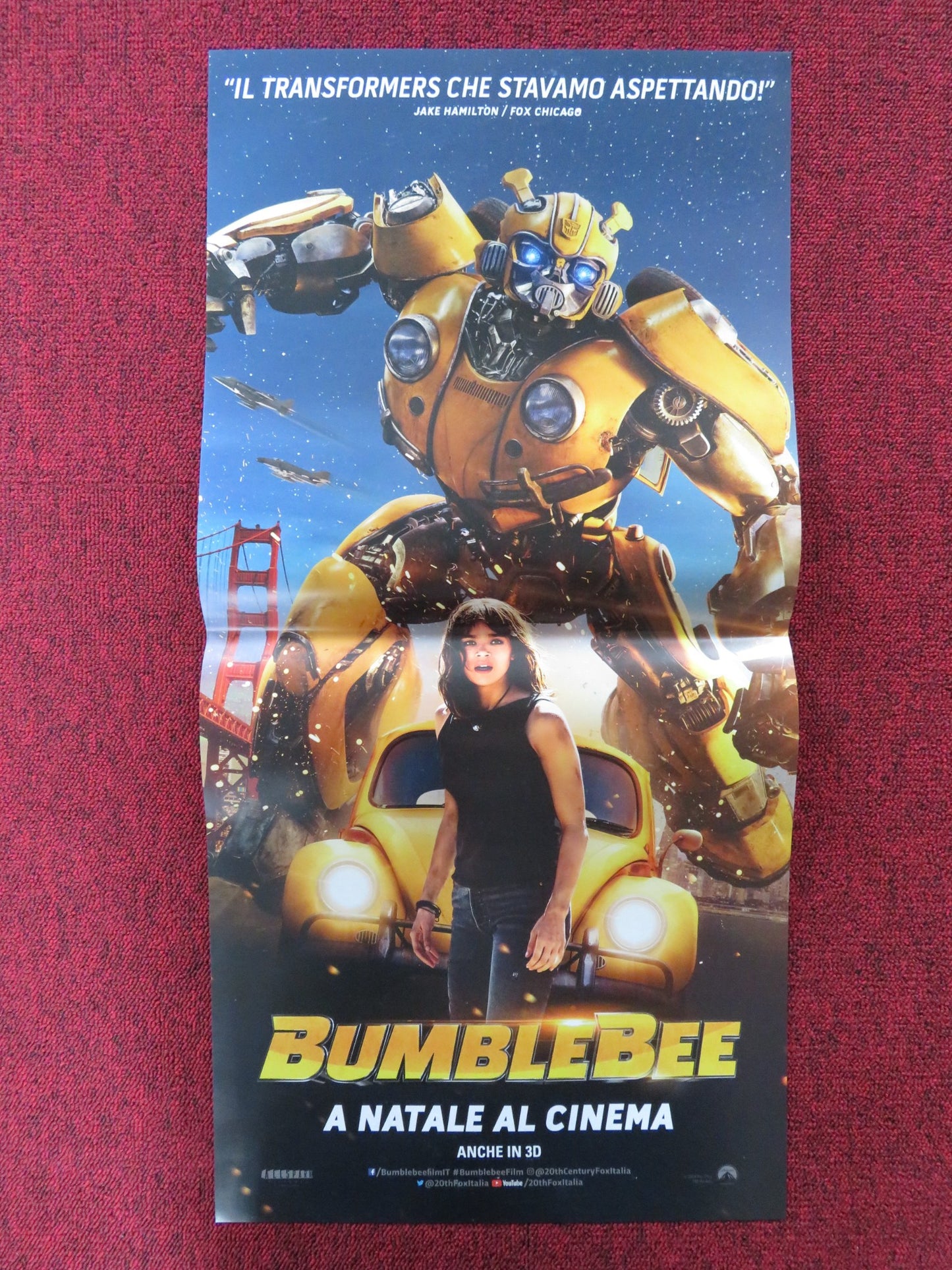 BUMBLEBEE ITALIAN LOCANDINA POSTER TRANSFORMERS HAILEE STEINFELD JOHN CENA 2018