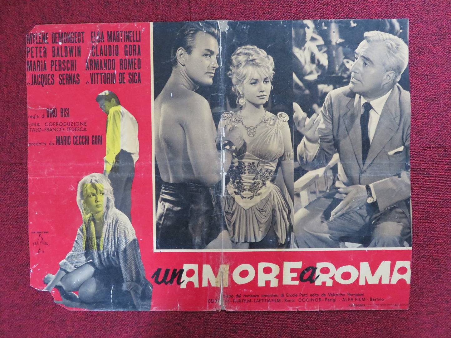 UN AMORE A ROMA - E ITALIAN FOTOBUSTA POSTER MYLENE DEMONGEOT MARTINELLI 1960