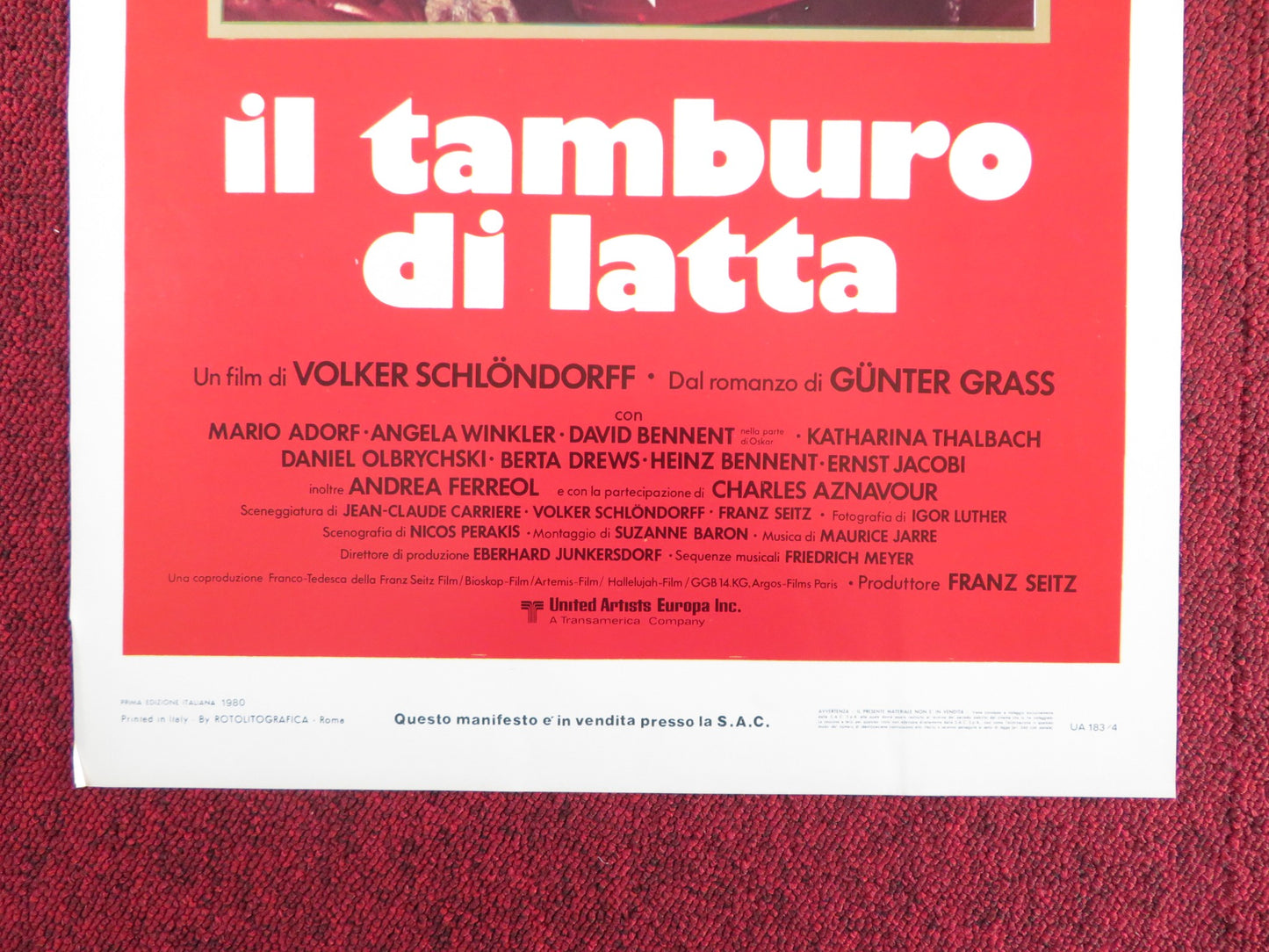 THE TIN DRUM ITALIAN LOCANDINA POSTER MARIO ADORF ANGELA WINKLER 1980