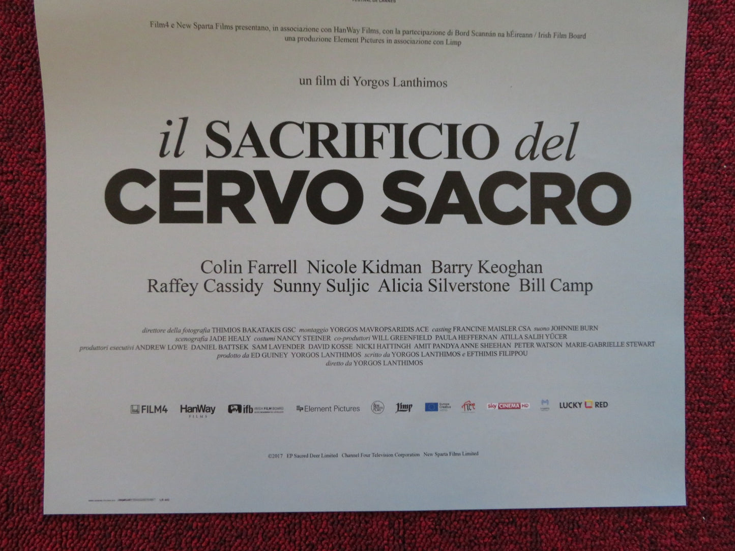 THE KILLING OF A SACRED DEER ITALIAN LOCANDINA POSTER COLIN FARRELL 2017