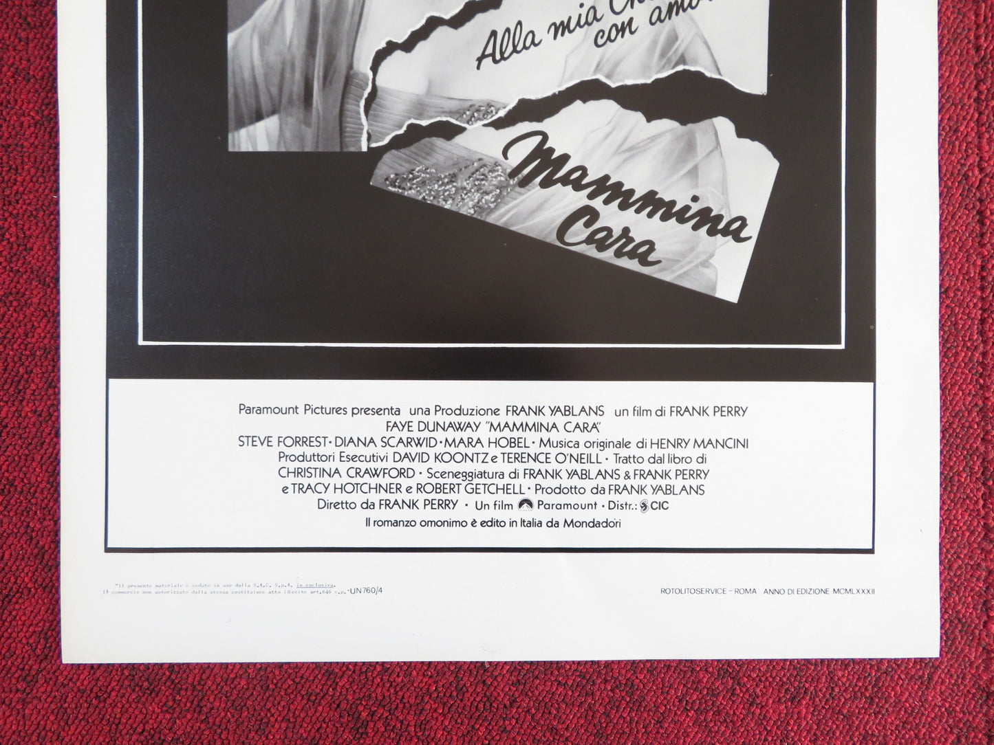 MOMMIE DEAREST ITALIAN LOCANDINA POSTER JOAN CRAWFORD (BIO) FAYE DUNAWAY 1981