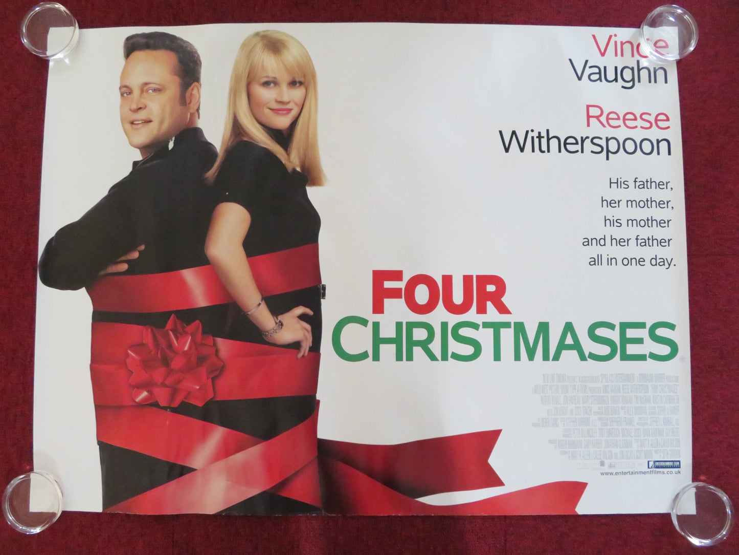 FOUR CHRISTMASES UK QUAD ROLLED POSTER VINCE VAUGHN REESE WITHERSPOON 2008