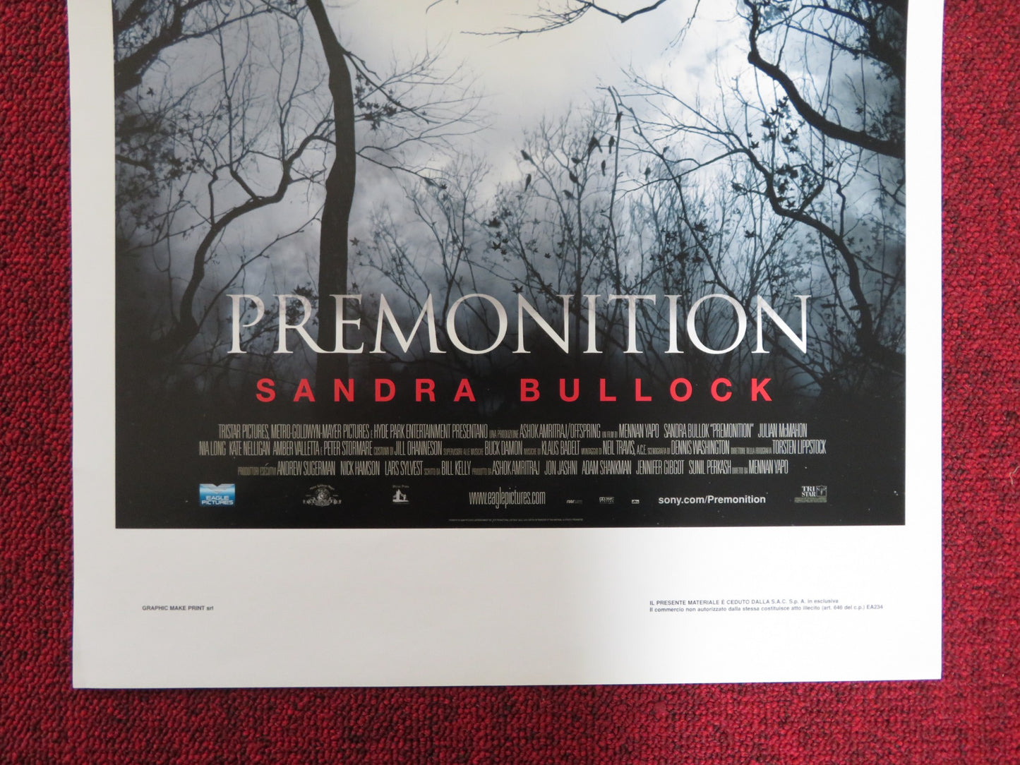 PREMONITION ITALIAN LOCANDINA POSTER SANDRA BULLOCK JULIAN MCMAHON 2007