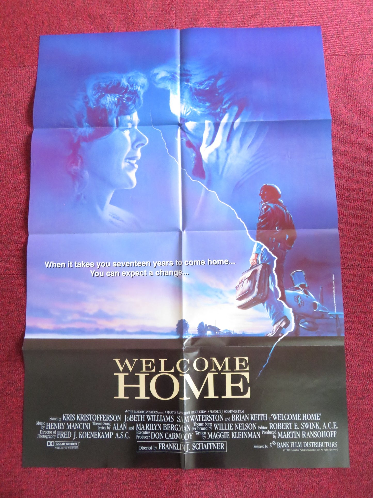 WELCOME HOME FOLDED US ONE SHEET POSTER KRIS KRISTOFFERSON JOBETH WILLIAMS 1989