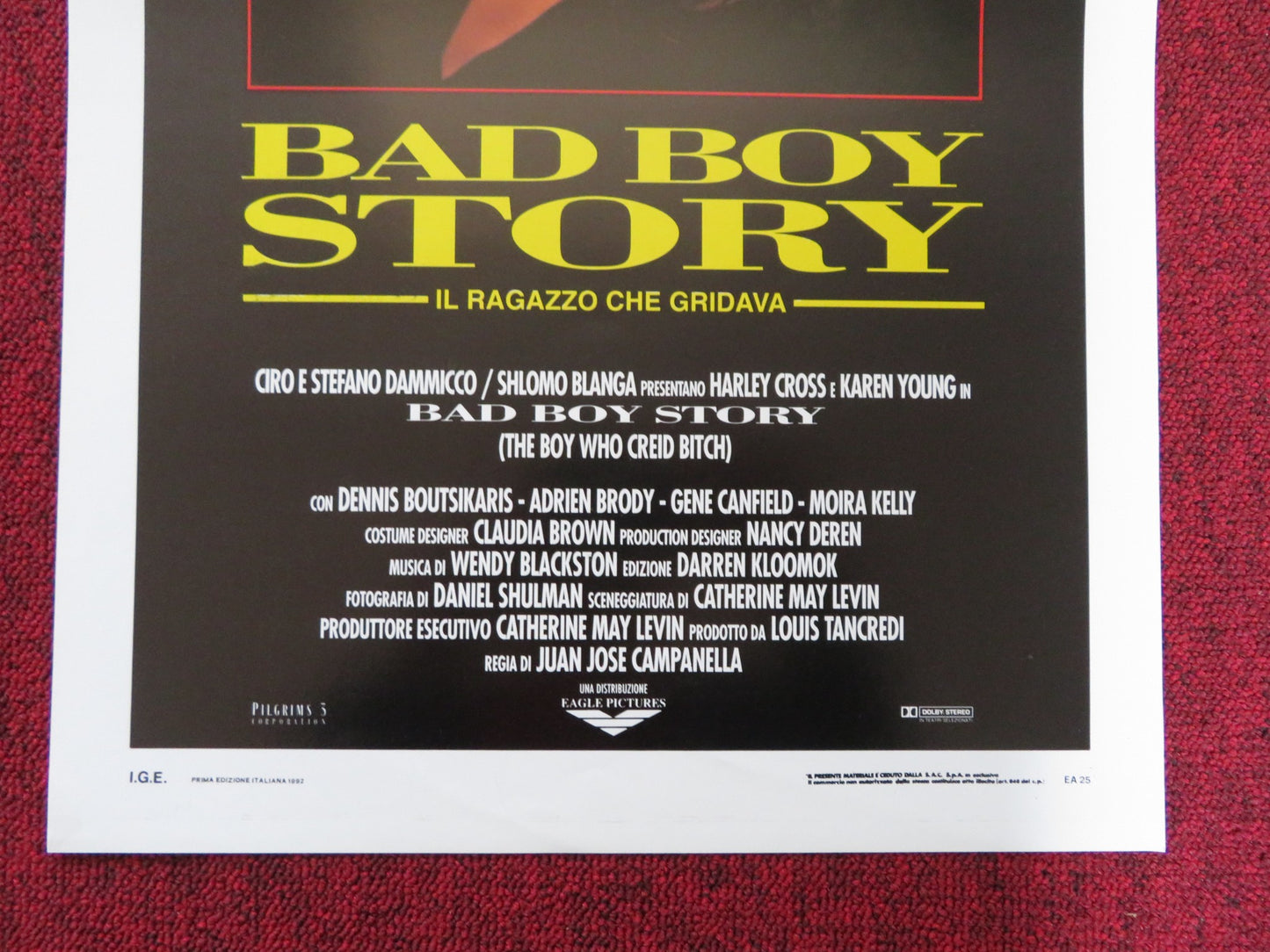 THE BOY WHOC CRIED BITCH ITALIAN LOCANDINA POSTER HARLEY CROSS KAREN YOUNG 1991