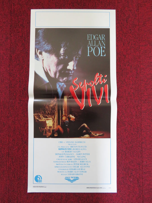 BURIED ALIVE ITALIAN LOCANDINA POSTER ROBERT VAUGHN DONALD PLEASANCE 1989