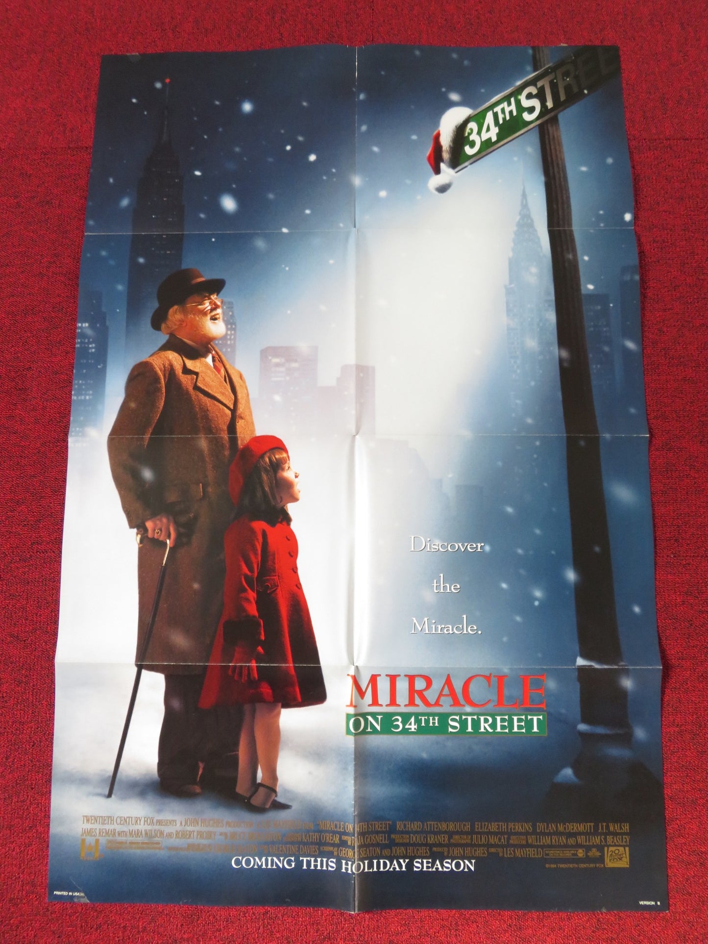 MIRACLE ON 34TH STREET - VERSION B FOLDED US ONE SHEET POSTER ATTENBOROUGH 1994