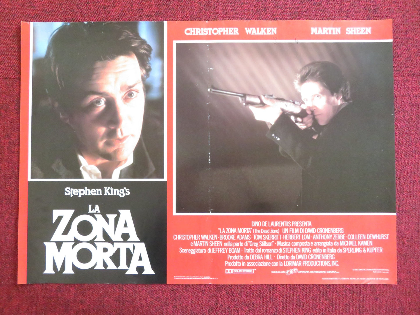 THE DEAD ZONE - A ITALIAN FOTOBUSTA POSTER KING CRONENBERG WALKEN SHEEN 1983