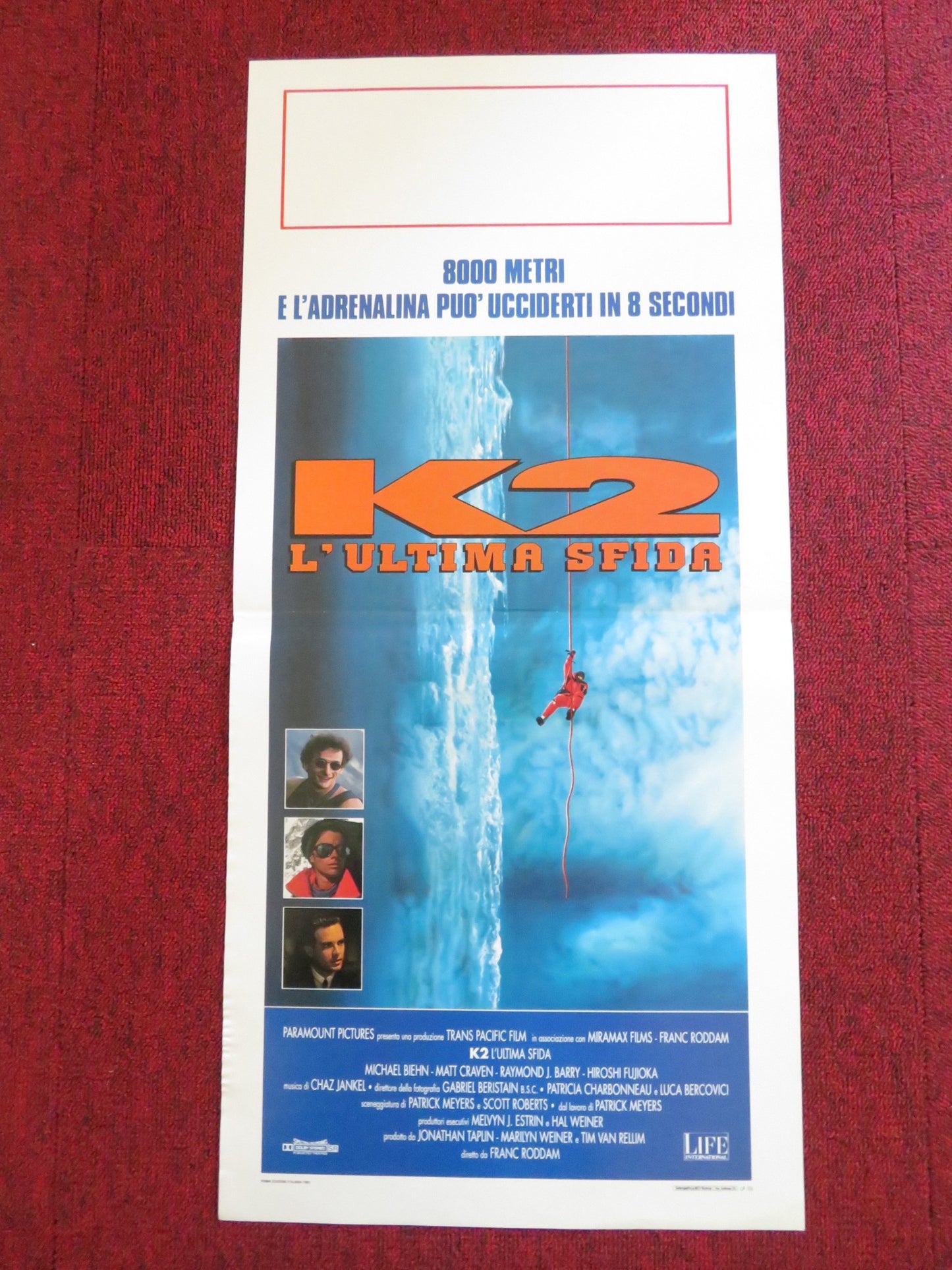 K2 ITALIAN LOCANDINA POSTER MICHAEL BIEHN MATTCRAVEN 1991