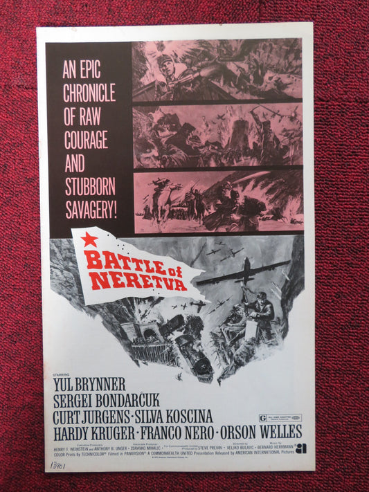 BATTLE OF NERETVA - PRESSBOOK UNCUT AMERICAN INTERNATIONAL BRYNNER WELLES 1969